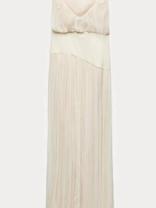 Zara NWT ZW collection ivory off white White asymmetrical bubble hem midi dress - Image 5