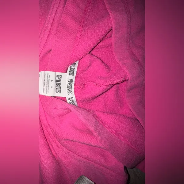 PINK Victoria’s Secret Y2K Hot Pink Cheetah Hoodie Early 2000’s Girly Large - Image 9