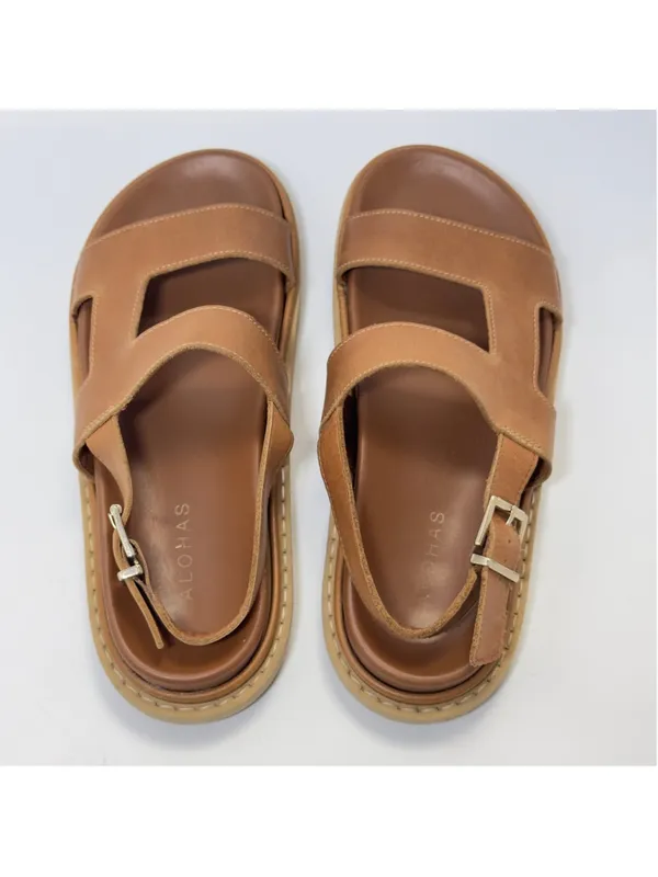 ALOHAS Lorelei Cut Out Leather Footbed Flat Sandal Tan Size 8.5 - Image 3