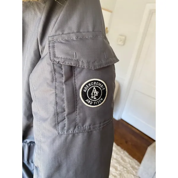 Abercrombie & Fitch A&F Premium Arctic Parka Gray Faux Fur Hood XXS Coat Utility - Image 9