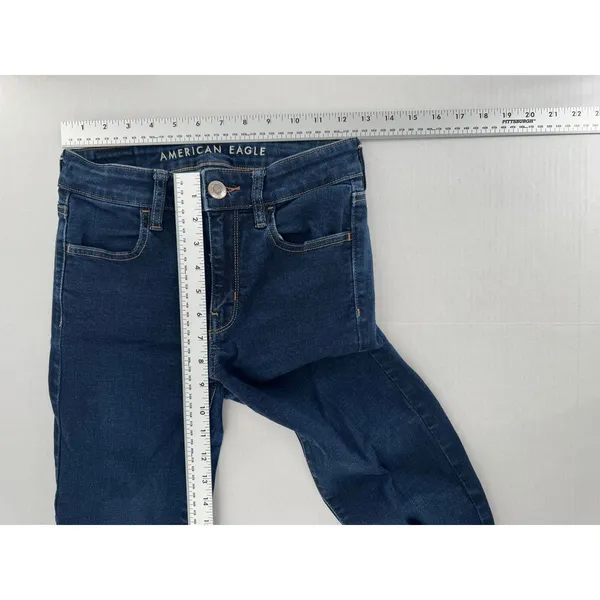 American Eagle Skinny Jeans Size 0 Super Stretch High Rise Dark Wash 25” inseam - Image 11
