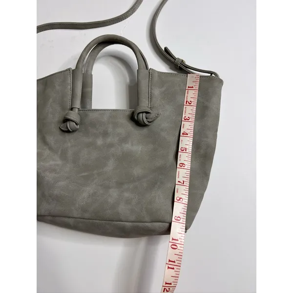 Anthropologie Crossbody Tote Bag Grey Gingham Lining Adjustable Strap Handbag - Image 5