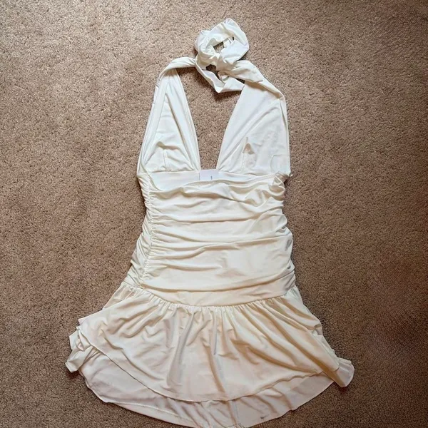 Windsor White Halter Mini Dress - Image 3