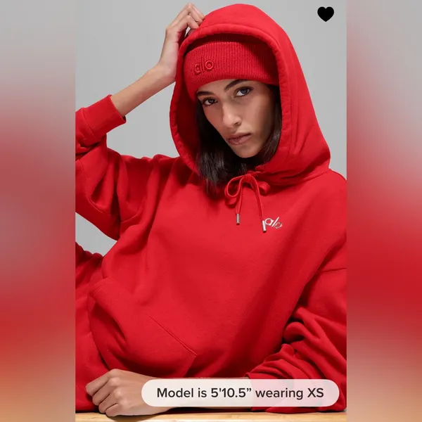 ALO Yoga NWT Accolade Hoodie Bright Red Color Unisex Oversized Size M - Image 3