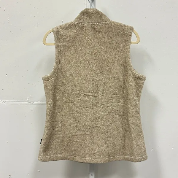Eddie Bauer Tan Fleece Full Zip Vest Mock Neck Oatmeal Medium Fall Contemporary - Image 2