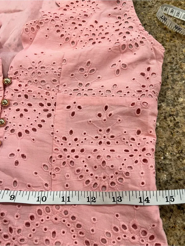 CoMMENSE Cotton Sleeveless Embroidered Eyelet Dress with Deep V Neck Small NWT - Image 9
