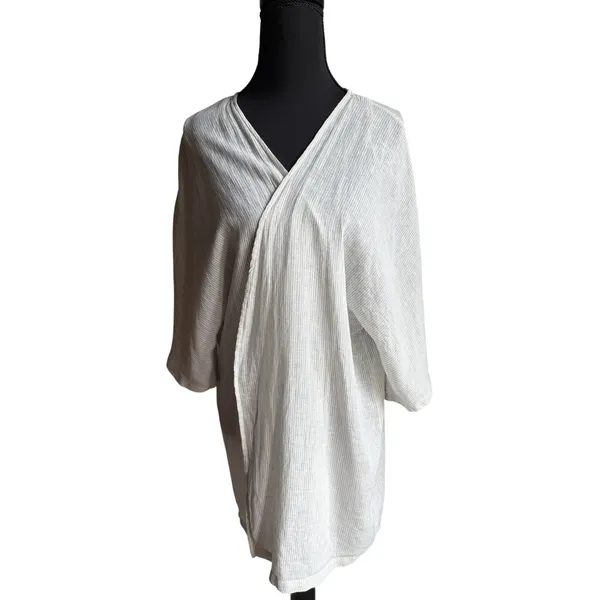 Tahari Linen Blend Open Front Cardigan Wrap One Size Coastal Resort Cover Up - Image 7