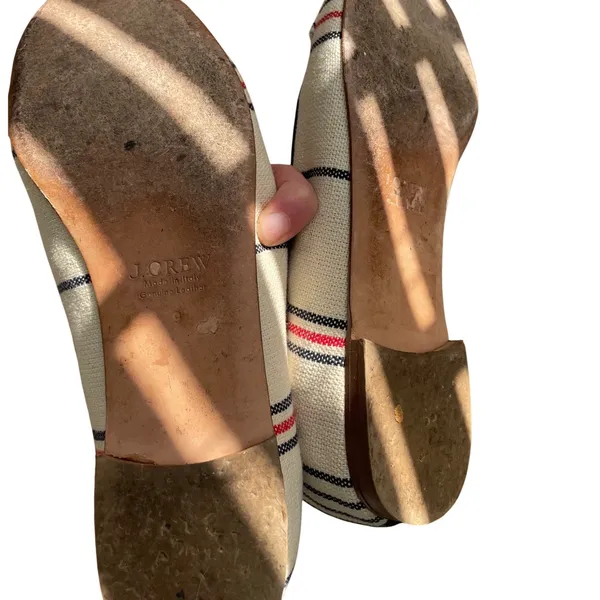 J.Crew Cleo striped canvas loafers featuring bow detail size 9 made in Italy - Image 4