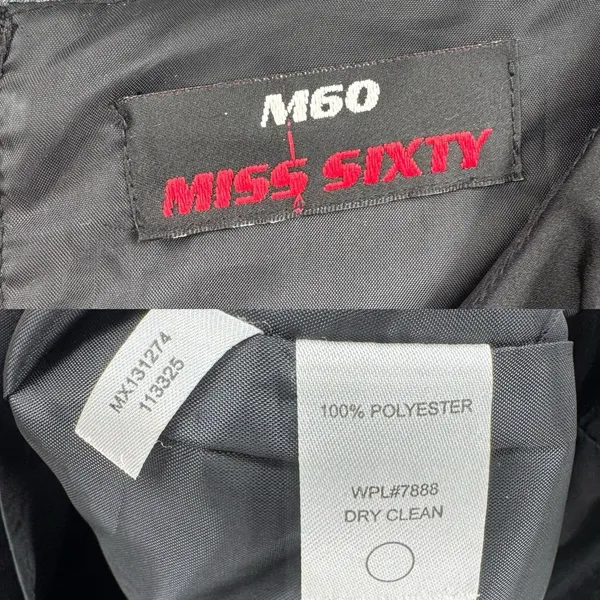 Miss Sixty M60 Black Ruched Dress Flutter Sleeve Mini Zip Up Cocktail Chic - M - Image 6