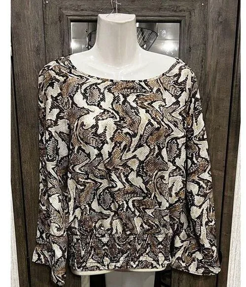 Michael Kors Soft Long Sleeve Leopord‎ Print Shirt, Size Medium - Image 2