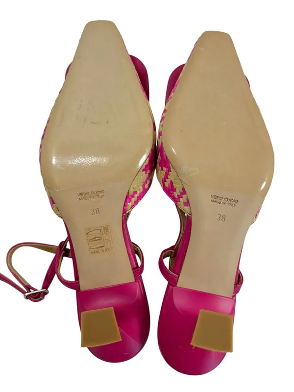 Sesto Meucci Woven Houndstooth Slingback Kitten Heels - Image 10