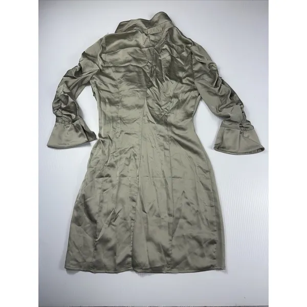 ASOS DESIGN satin mini skirt dress with ruched detail in Green Size‎ 6 - Image 7