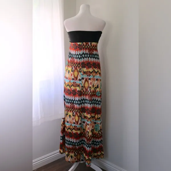 Drama Gold Multicolor Beaded Bandeau Maxi Dress - Image 7