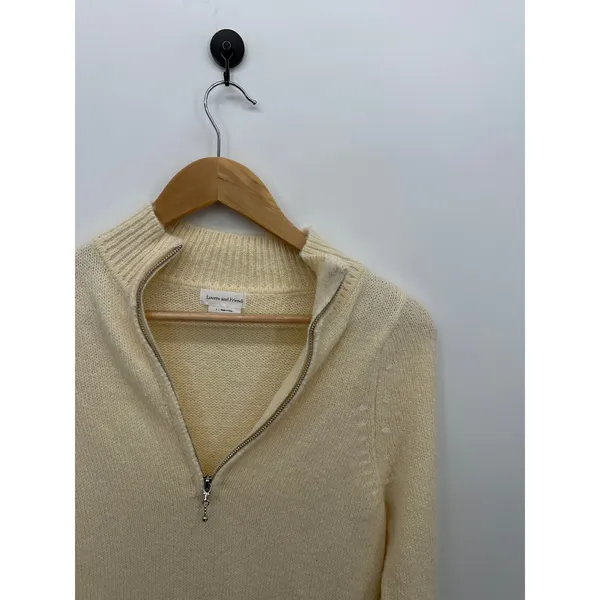 Lovers and Friends Cream Wool Blend Quarter‎ Zip Sweater Dress Womens Small Mock - Image 5