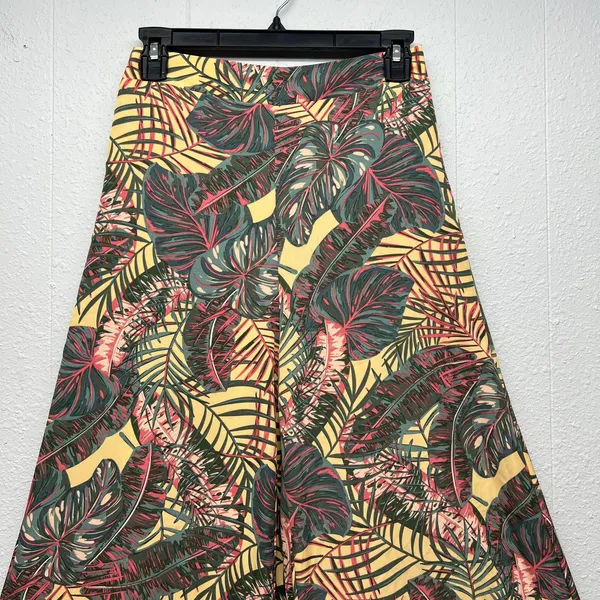 Pull On Wide Leg Cropped Floral Pants Womens Small Beachy Boho Tropical - Image 3