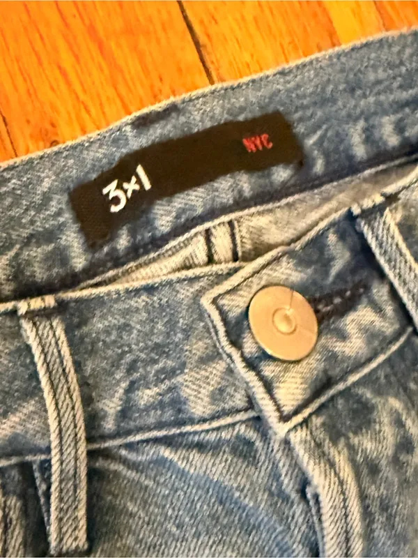 3x1 Shelter Austin Straight Crop Jeans High Rise Frayed Hem Cropped Denim‎ Sz 25 - Image 4