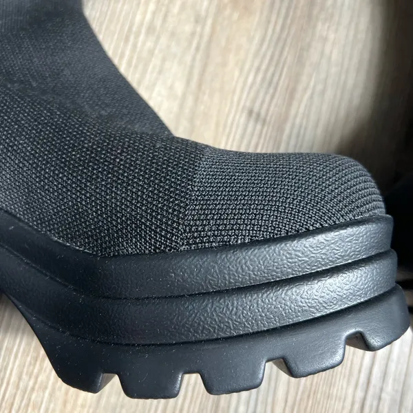 Amazon Black Chunky Heeled Sock Boots - Image 3