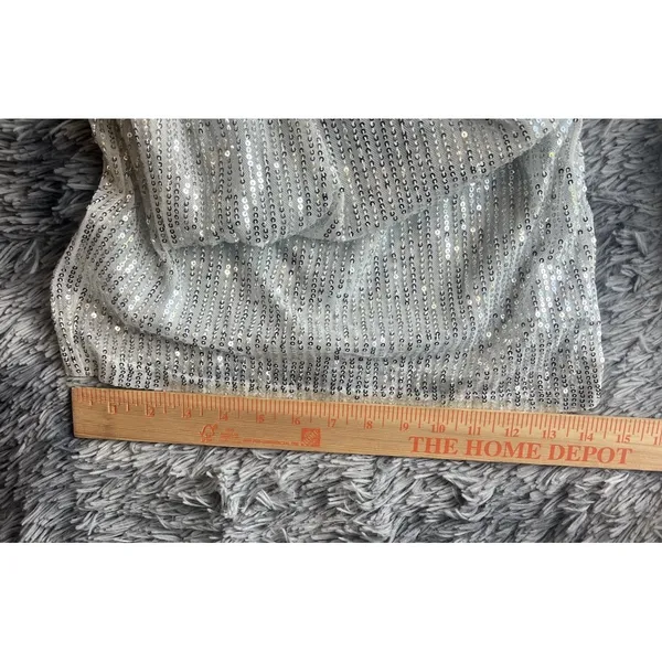 Cider Silver Sequin Size X-Large Elastic Mid Waist Straight Leg Pants Brand - Image 9