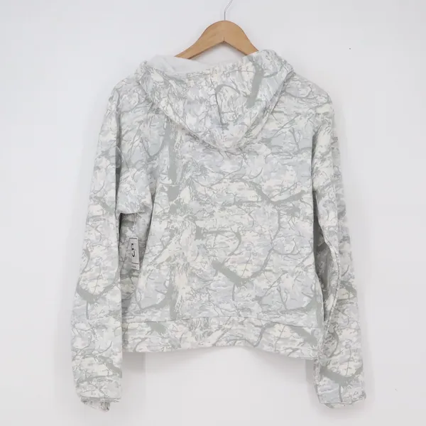 5B Style Hoodie Womens M Fleece Pullover Grey White Tree Camo Print New - Image 5