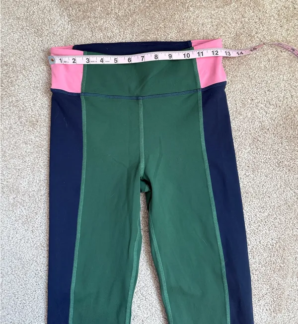 Boden Jessica Active Dark Green Color Block High Waist Leggings. Size 6 - Image 3