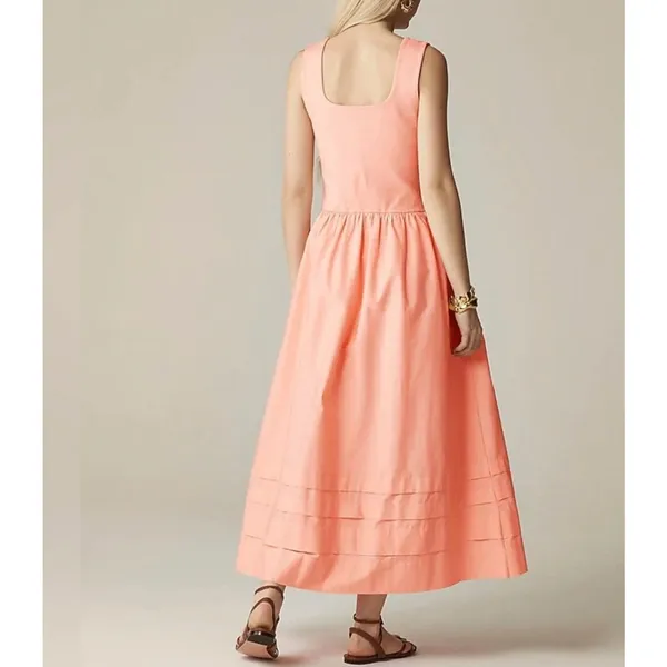 J.Crew Drop Waist Mixy Dress Midi Cotton A Line Minimalist Blush Pink Small NWT - Image 3