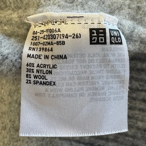 Uniqlo Souffle Yarn Mock Neck Sweater Gray Relaxed Fit 420307 Women's Medium - Image 7