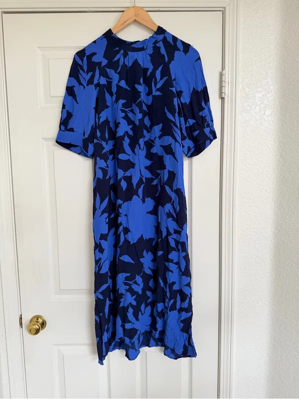 By Anthropologie Mackenzie Mock Neck Midi Dress M Blue Black - Image 2