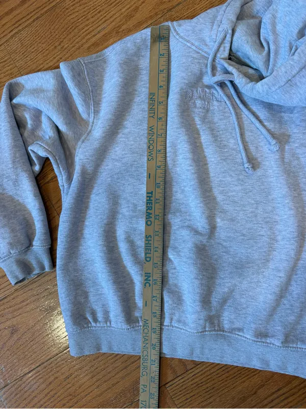 H&M Beverly Hills Embroidered Hoodie Gray Fleece Pullover Sweatshirt Women’s S - Image 4