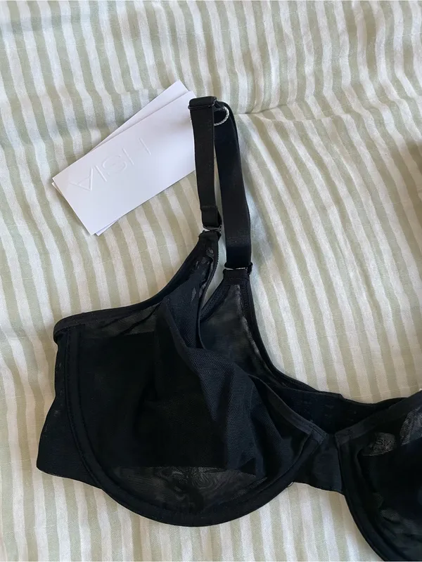 New HSIA Seraphina Unlined Underwire Sheer Mesh Bra Size 36C Black Balconette - Image 6