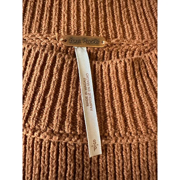 Free People Easy Street Stripe Crop Pullover Sweater Brown Orange Small - Image 11