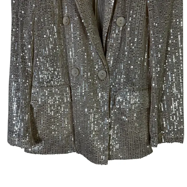 NWT Vine & Love Sequin Double Breasted Blazer Gold Glam Party Going Out Size S - Image 4