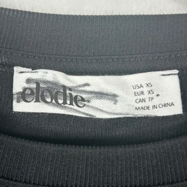 Elodie Womens Ribbed Long Sleeve Thong‎ Bodysuit Black Crew Neck XS CTSR1309 - Image 5