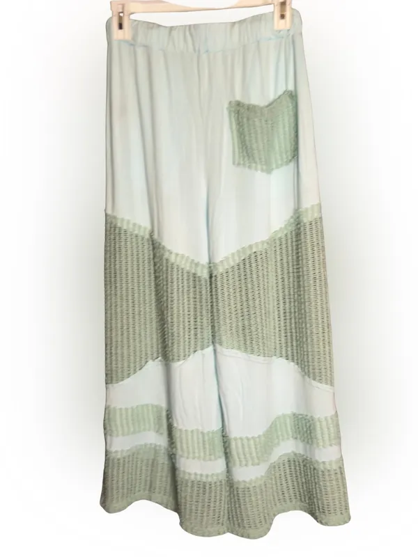 POL Mint Green Crochet Panel Maxi Skirt - Image 2