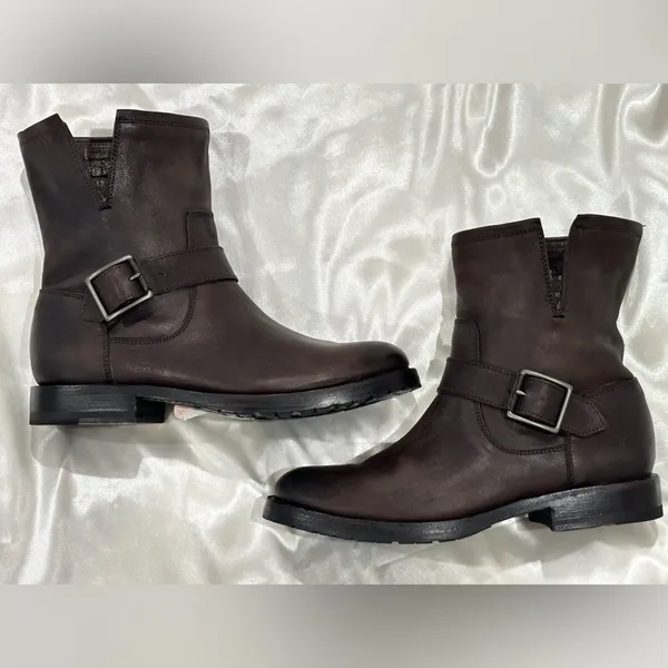 Frye Natalie Engineer Short Boots Size 6 Brown Leather Western Festival Boho - Image 3