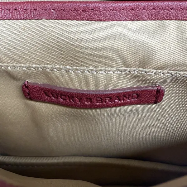 NWOT‎ Lucky Brand Burgundy Calf Hair Leather Crossbody Bag Sleek Thin Profile - Image 8