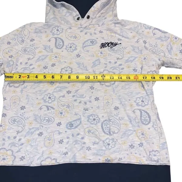 Hooey Paisley Hoodie Pullover Medium White Blue Floral Western Boho Cottagecore - Image 6