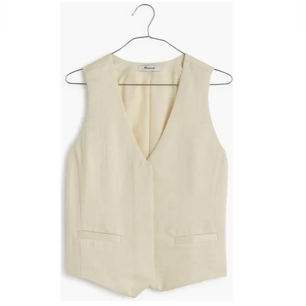 Madewell Satin Vest Top, Ivory/Cake‎ Batter, Size 10, NWT - Image 3