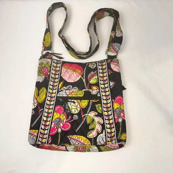 Vera Bradley Crossbody Women's Bag Black Purse Floral Quilted Moon Bloom Handbag - Image 3