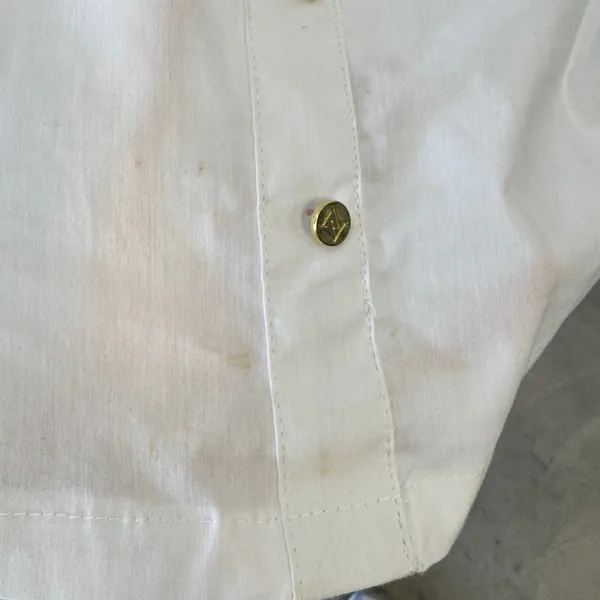 Adrienne Vittadini White‎ V-Neck Button Front Blouse Jersey Side Panels Medium - Image 8