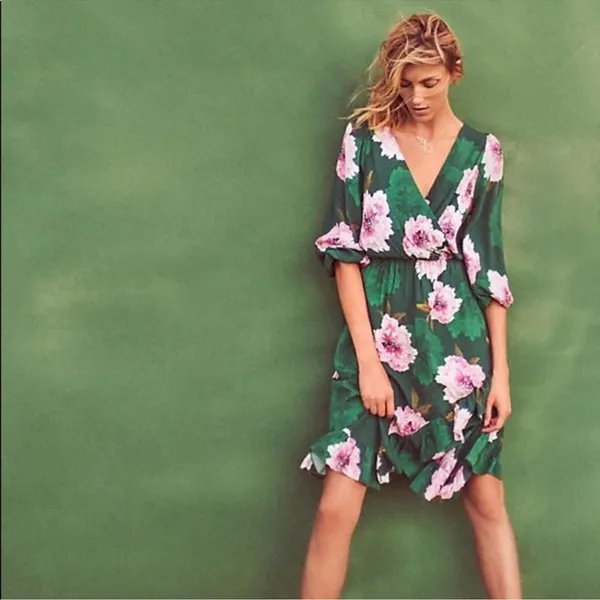 Anthropologie Spring wedding guest dress Plenty Floral Short Sleeve Flowy XS - Image 5
