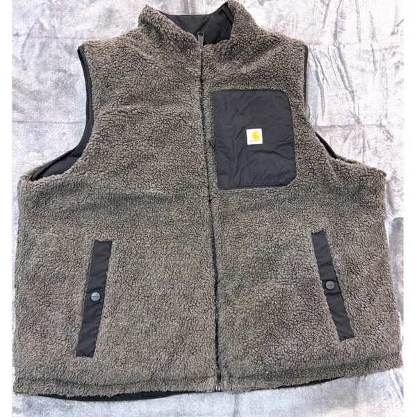 Carhartt Reversible Vest Womens Black Grey Sherpa Quilted OV5607-W XL - Image 5