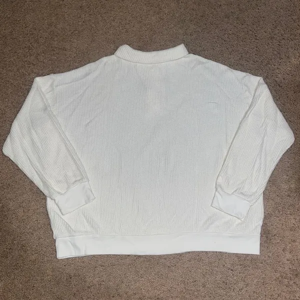 Set Active Waffle Longe Polo‎ Collared Pullover Sweatshirt Long Sleeve Blanc XL - Image 5