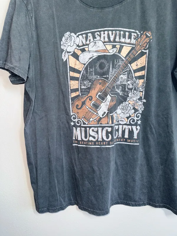 Maurices Nashville Music City Oversized Graphic Tee Gray Country - Image 5