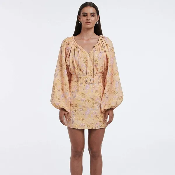 Charlie Holiday Josie Paisley Boho Balloon Sleeve Blouse Mini Skirt Matching Set - Image 3