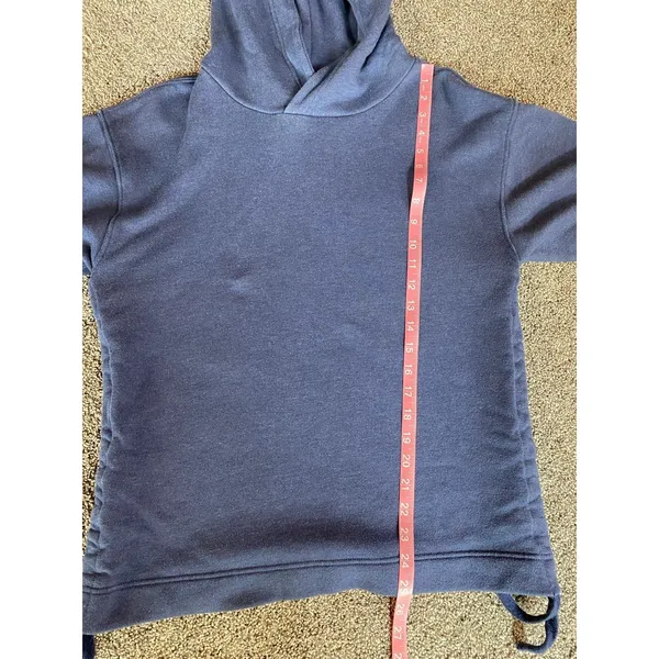 Aerie Blue Side Ruched Pullover Hoodie Sweatshirt Small - Image 5