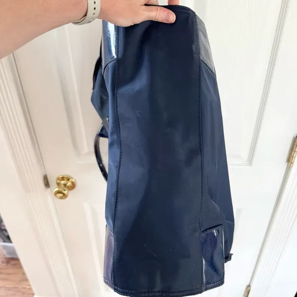 TORY BURCH Leather-Trimmed Navy Ella Tote bag Women’s Size L - Image 14