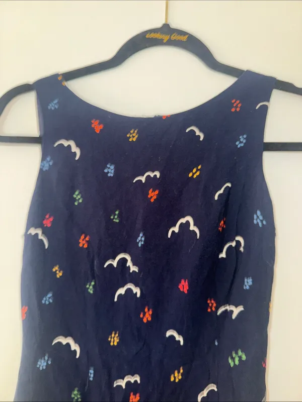 Women’s Navy Embroidered Venice Scene Mini Dress - Image 4