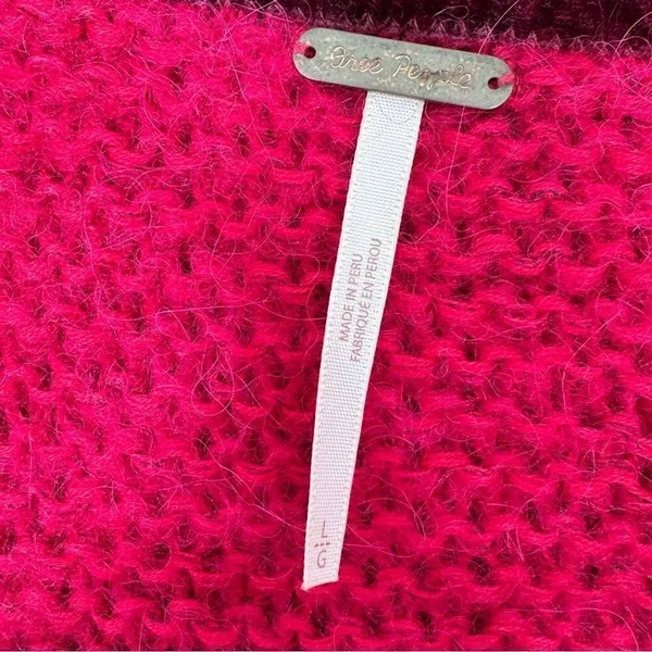 Free People All Mine Sweater Slouchy Alpaca Blend Raspberry Pink Large Oversized - Image 10