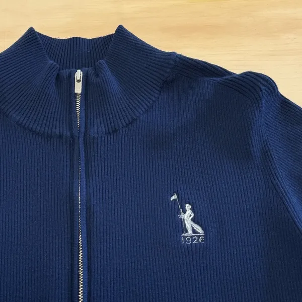 Peter Millar Women’s‎ Quarter Zip Ribbed Pullover Ling Sleeve Sweater Navy Lg - Image 4