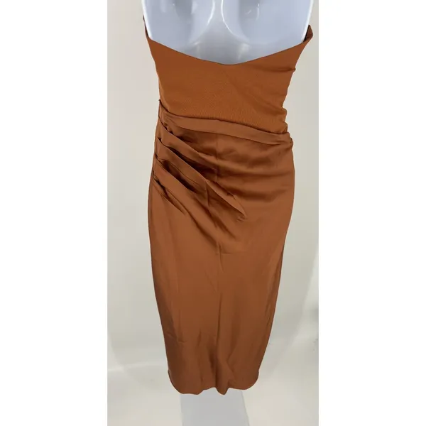 Abercrombie & Fitch Copper Brown Halter Midi Dress - Image 6